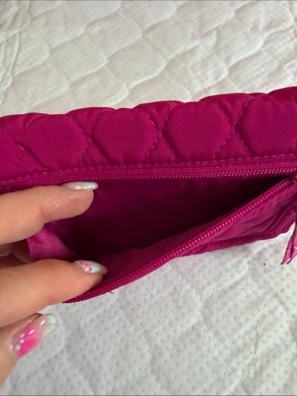 Vera Bradley Quilted Fuchsia Pink Fold Wallet - Picture 5 of 9